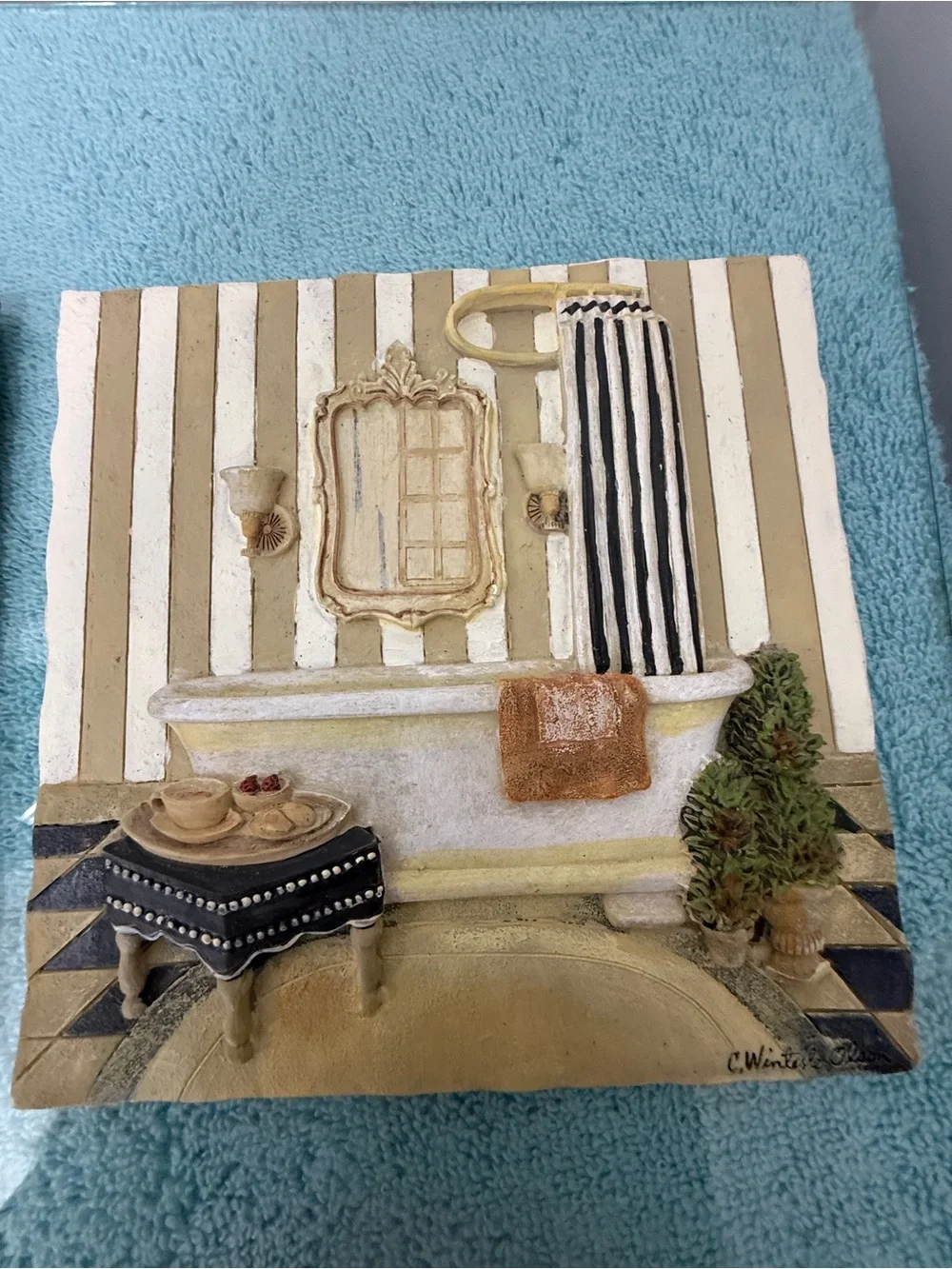 Coastal Neutral Bathroom Wall Art Pair in Beige and Cream - Unbranded